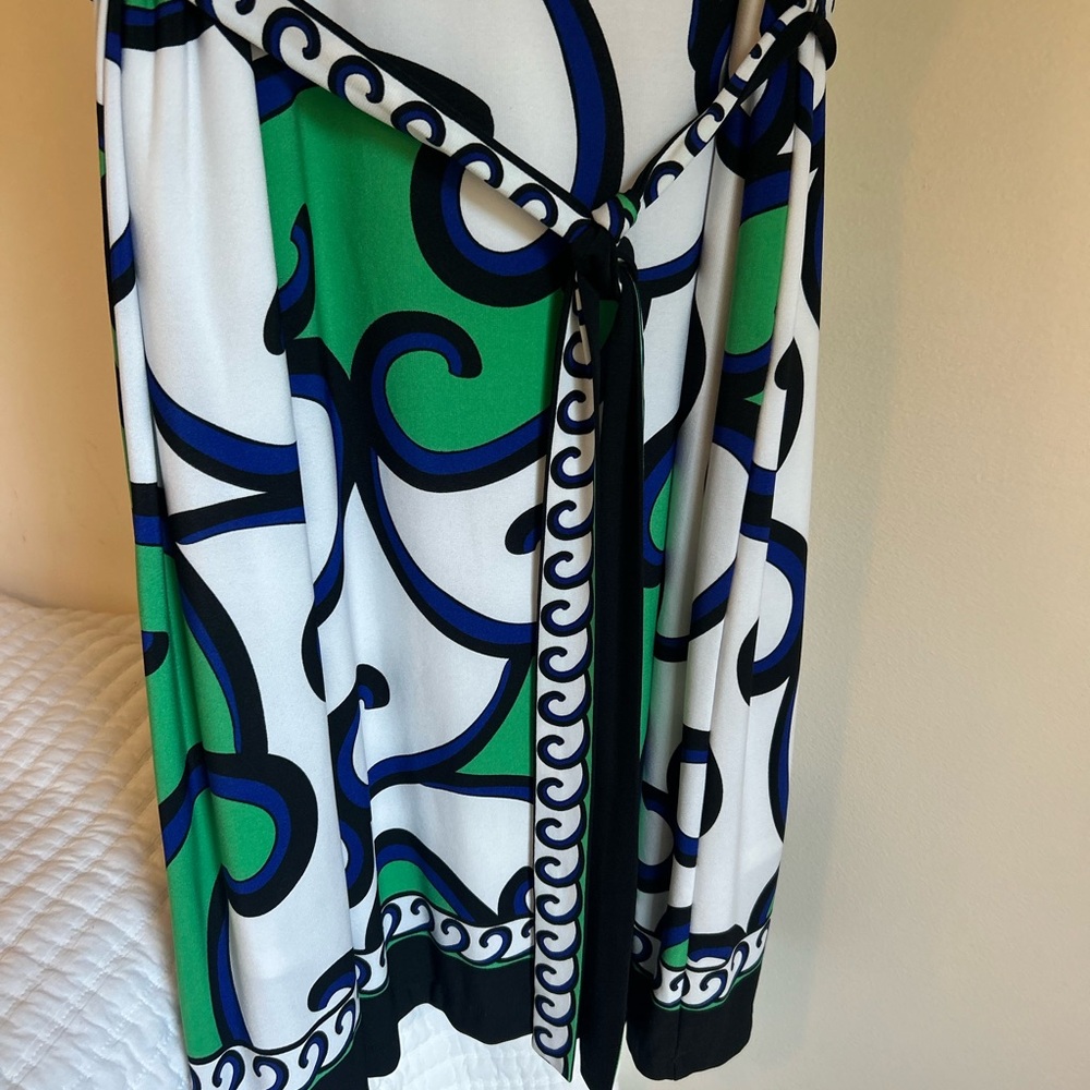 Sandra Darren Dress with Green and Blue Patterns - Picture 5 of 9